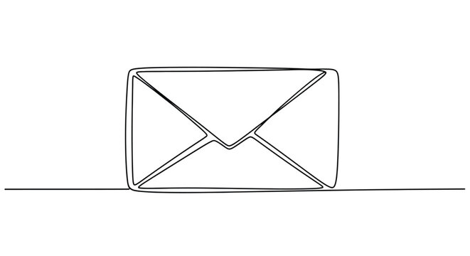 Continuous Line Drawing of an Envelope for Mail and Communication