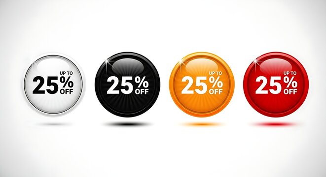 Four colored balls with 25 percent discount