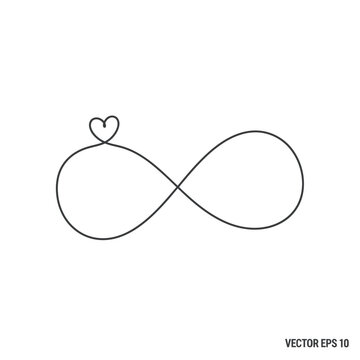 Continuous Line Infinity Symbol with Heart - Endless Love Concept