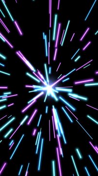 Neon burst radiates outward from center across black background