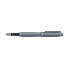 Close-up of a sleek, silver fountain pen on a white background