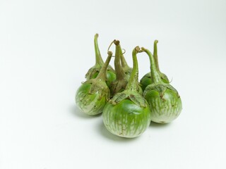Group of Thai Eggplants on White Background