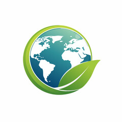 Green Earth Globe with Leaf Symbolizing Ecology and Conservation.