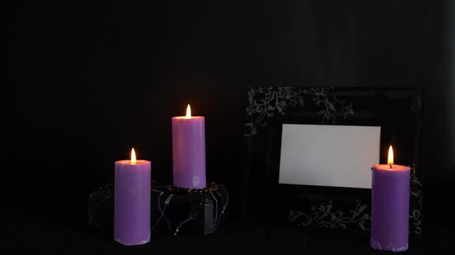 funeral, photo frame, ф candles, marble urn for ashes, spiritual bracelet with black cross