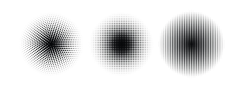 Black concentric circle set. Sonar or sound wave ring collection. Dotted and linear epicentre, target, radar icon concept. Ripple radial signal or vibration elements. Vector line and halftone symbols