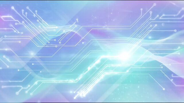 Abstract Circuit Technology Digital Network Background Blue Purple Light Futuristic Glowing Lines and Energy Flow Modern Innovative Design with Pastel Gradient Soft Minimal High Tech Creative Pattern