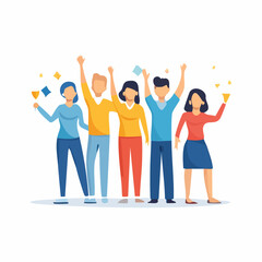 Fototapeta premium Group of Diverse People Celebrating Success with Confetti and Drinks.