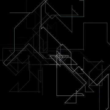 Futuristic Diagonal Digital Network Background &ndash; Abstract Geometric Technology Lines on Black, Modern Data Structure Design