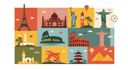 Famous World Landmarks Collection: Travel & Vacation Icons