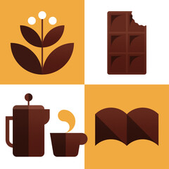 ほっと一息、ミッドセンチュリーベクターアイコン