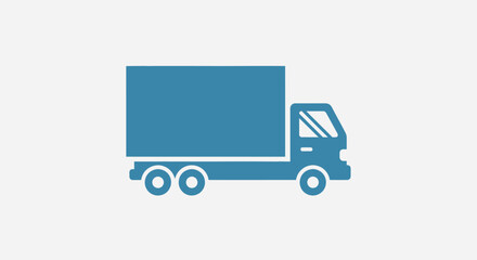 Blue Delivery Truck Icon on a Light Gray Background.