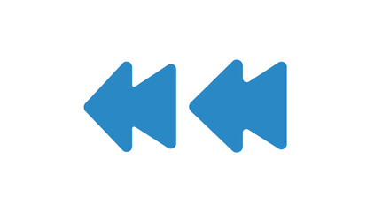 Blue Rewind Button Icon Symbol.