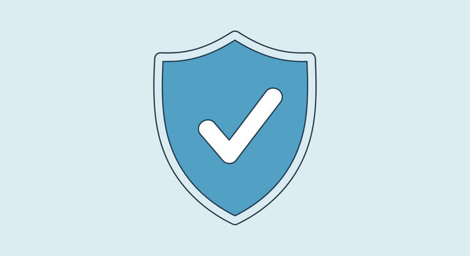 Blue Shield with White Check Mark Symbol.