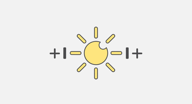 Brightness Adjustment Sun Icon with Plus and Minus Symbols.