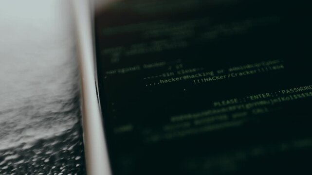 Terminal interface for hacking into computer software, ethical hacking concept
