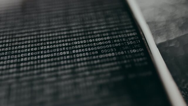 Raw data output displayed on digital screen