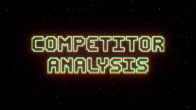Competitor Analysis Neon text with retro style