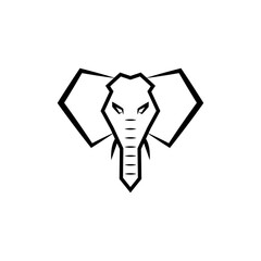 Simple elephant head illustration with line style