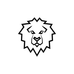 Simple lion head illustration with line style