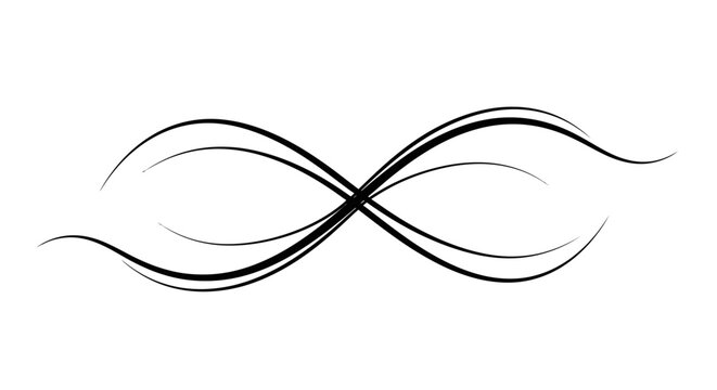 A stylized infinity symbol made of smooth flowing black lines