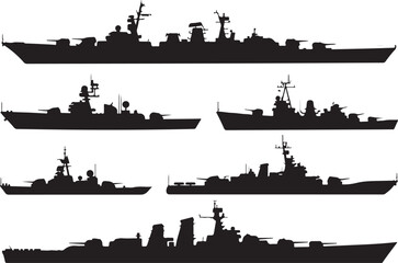 Naval power and heritage — warship silhouette collection © Icon Stock