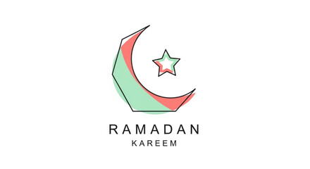 Obraz premium Ramadan kareem greeting card with crescent moon and star symbol on white background