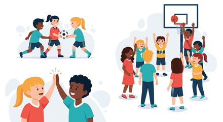 Children Playing Sports and Celebrating Together.