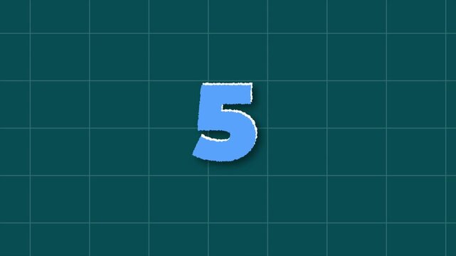 blue paper number texture countdown 10 second, 10 to 0 and go on teal grid background
