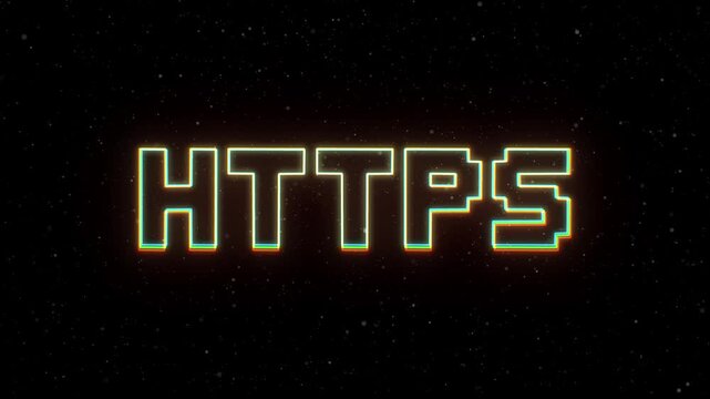 HTTPS Neon text with retro style