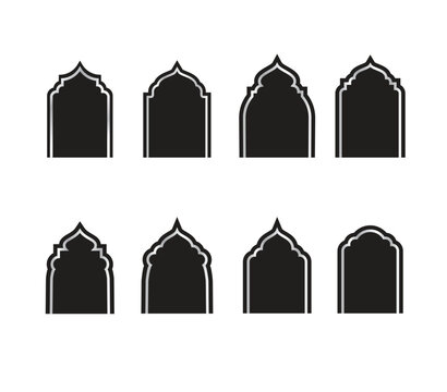 Collection of Ornate Islamic Arch Silhouettes