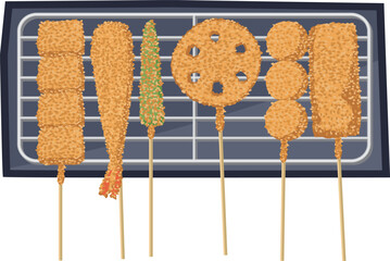 盛り付けられた串カツのイメージイラスト