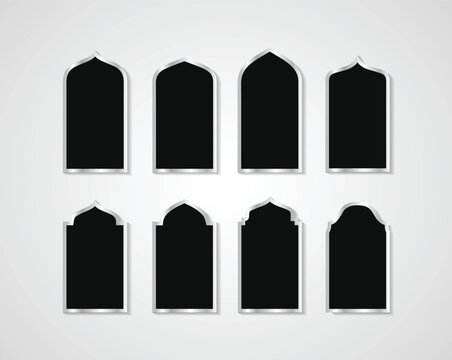 Set of Islamic Arch Frames with Silver Borders