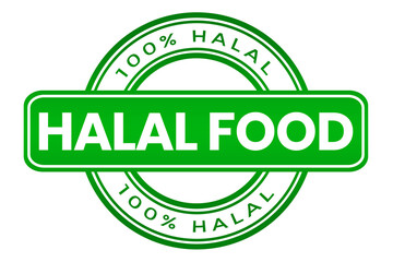 green halal food round stamp label element png file