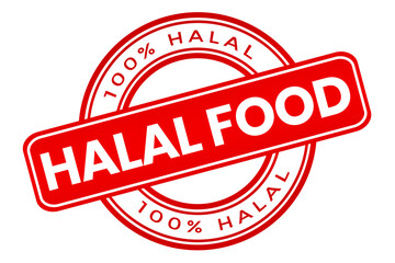 red halal food round stamp label element png file
