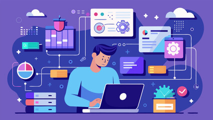 Data Infrastructure and Data Pipeline Development Vector Illustration