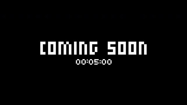Coming soon text on a black background suitable for website promotions, event announcements, or product launches. Dynamic and eyecatching design.