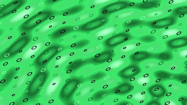An abstract green pattern with oval shapes scattered over a wavy texture