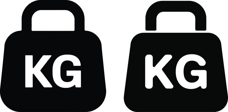 A pair of black kilogram weight icons on a white background