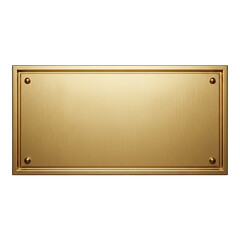 Brass plaque with four rivets on corners isolated on transparent background