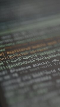 Computer screen showing code logs from system initialization process