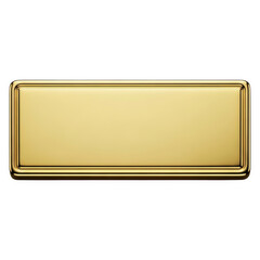 Golden rectangular plaque with raised border isolated on transparent background