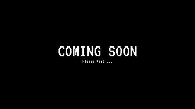 Coming soon text on a black background. Announcement, anticipation, suspense, upcoming events, product launches, website updates, marketing materials.