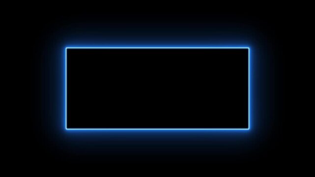 Abstract glowing neon light rectangle border frame animation, Futuristic light effect isolated on black Background