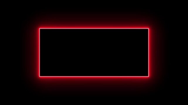 Abstract glowing neon light rectangle border frame animation, Futuristic light effect isolated on black Background