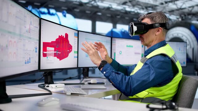 Engineer Using Virtual Reality And AR 3D Glasses