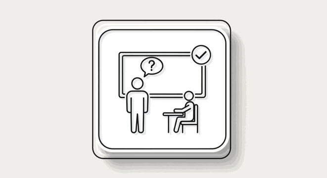 Classroom scene with teacher and student interaction.