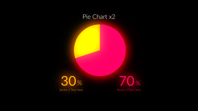 HUD Neon Infographics Pie Chart x2 &ndash; Futuristic Sci Fi Data Interface, Glowing Digital Dashboard Elements, Cyberpunk Analytics Charts, Tech UI Visualization Pack