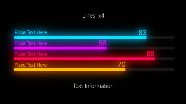 HUD Neon Infographics Lines x4 &ndash; Futuristic Sci Fi Data Interface, Glowing Digital Dashboard Elements, Cyberpunk Analytics Charts, Tech UI Visualization Pack