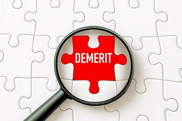 Naklejka na ściany i meble デメリットのパズルと虫眼鏡