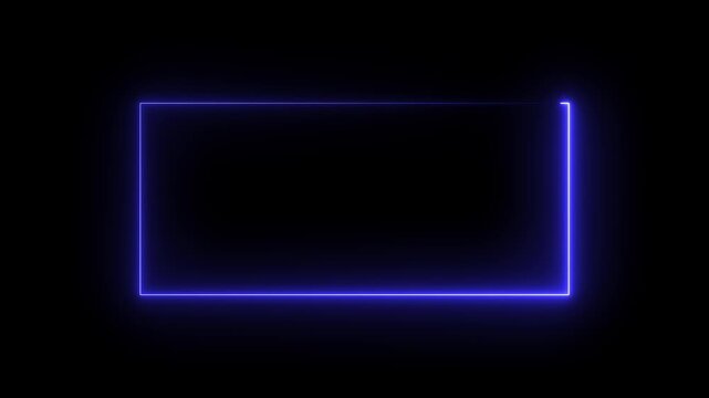 square rectangle picture frame icon animation glowing neon red color border frame display neon box movement screen round shape rotation footage retro line banner on black background